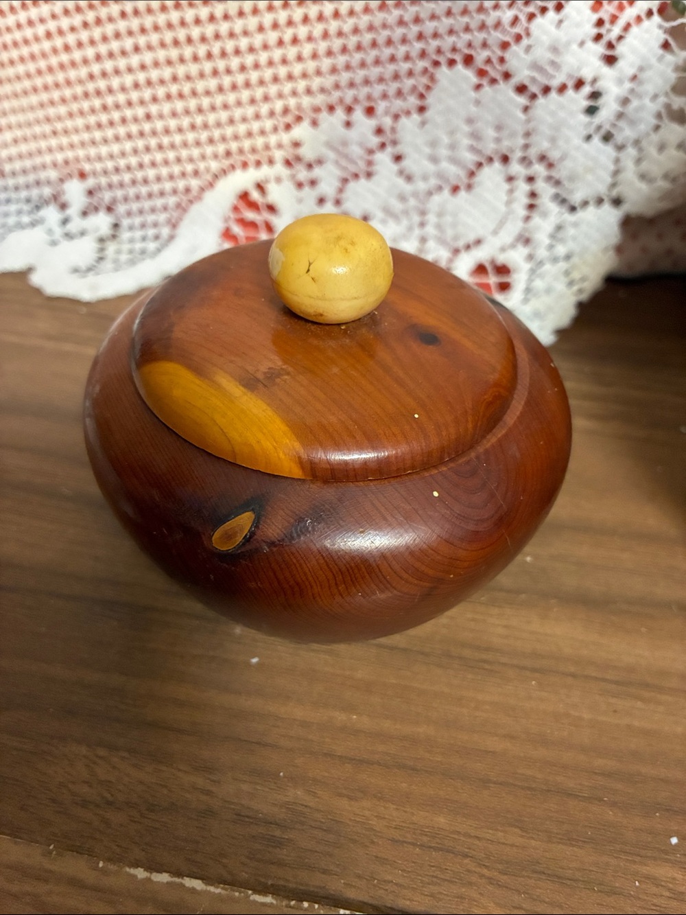 Wooden Lidded Decorative Box with Yellow Knob - Picture 3 of 9